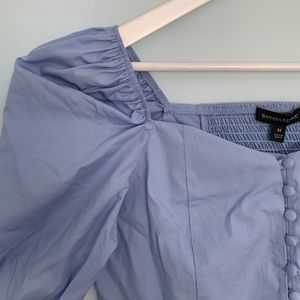 NWT BananaRepublic PaleBlue Puff Sleeve Crop Shirt